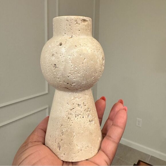 Travertine Textured Ceramic Vase - Picture 2 of 3